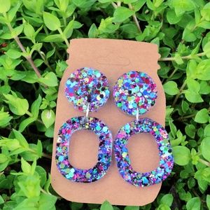 Glitter Resin Dangle Earrings